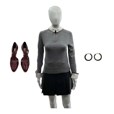 Crime 101 Madeleine Screen Worn Sweater, Skirt, Earrings & Heels Ch 2 Sc 65 | VIP Fan Auctions