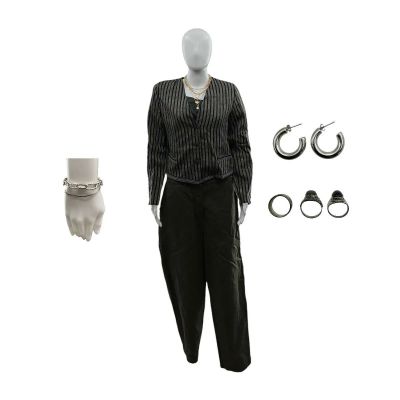 Lot 86: Mother Mary Tessa Screen Worn Jacket, T-Shirt, Trousers, Earrings, 3 Piece Ring Set, 5 Piece Necklace Set & 2 Piece Bracelet Set Ch Fitting Sc 6pt1of2, 6pt2of2 | VIP Fan Auctions