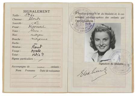 Lot 88 - A production-made passport for Ilsa Lund