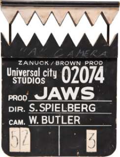 Jaws Production Used Shark’s Teeth Clapperboard (Universal, 1975). | Heritage