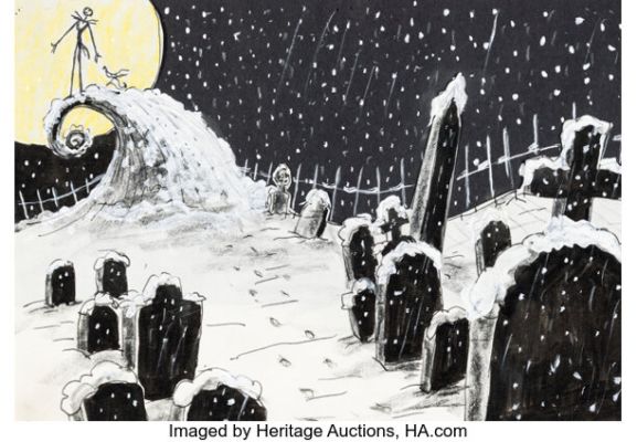 Tim Burton’s The Nightmare Before Christmas "Jack’s Lament" Original Storyboard Art by Jorgen Klubien (Touchstone/Disney, 1993). | Heritage