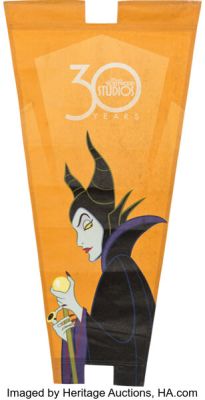 Walt Disney World® Resort - Disney’s Hollywood Studios® Theme Park 30th Anniversary Original Park-Used Maleficent Banner 50" x 23" (The Walt Disney Company, 2019). | Heritage