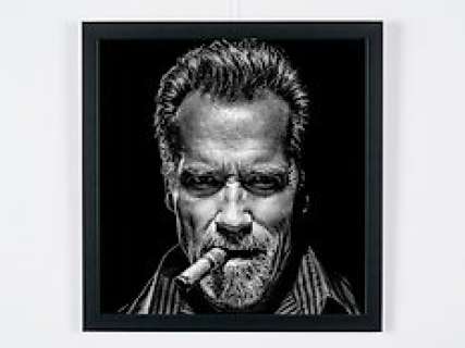 Arnold Schwarzenegger (With Cigar). | Arnold Schwarzenegger (with cigar). - Fine Art Photography - Luxury Wooden Framed 50X50 cm - Limited Edition Nr 01 of 30 - Serial ID 16928 - Original Certificate (COA), Hologram Logo Editor and QR Code | Catawiki