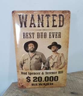 Bud Spencer & Terrence Hill - - Movie prop Bud Spencer & Terence Hill Tin Sign Wanted (officialy licensed) | Catawiki