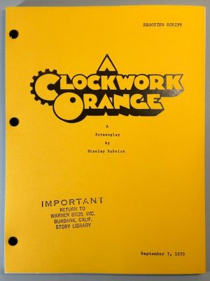 A Clockwork Orange (1971) - Shooting Script - Stanley Kubrick - Warner Bros. | Catawiki