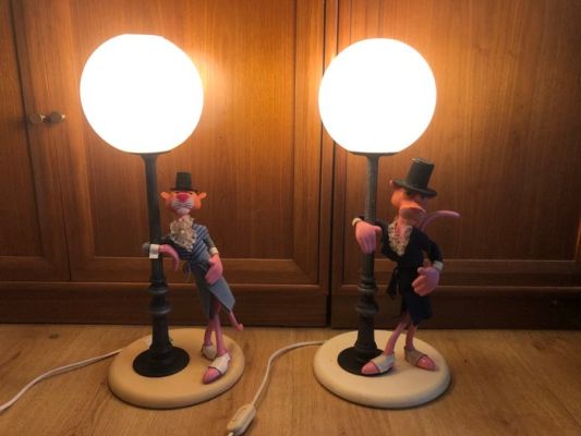 Rare Vintage Original 1970s PINK PANTHER Movie Advertising Lamps, Table Lights – MATCHED PAIR - Pink Panther - Italy | Catawiki