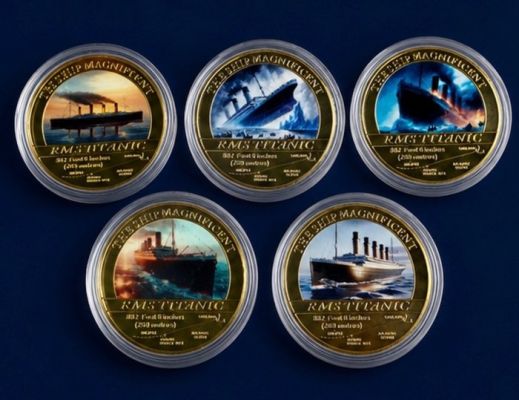Themed collection - Commemorative 24K Gold Plated Collection of 5 Titanic Tragedy 1912 Legend, Souvenir | Catawiki