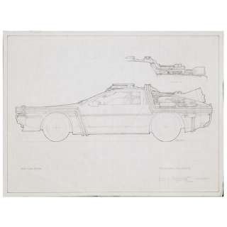 Back To the Future (1985) | Hand-Drawn Ron Cobb Exterior DeLorean Time Machine Concept Art | Propstore