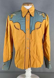 Marie Windsor Yellow and Blue Embroidered Cowgirl Costume Shirt | misc / divers