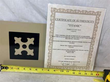 1997 "Titanic" 1 Third Class Floor Tile 766/995 Movie Prop COA | misc / divers