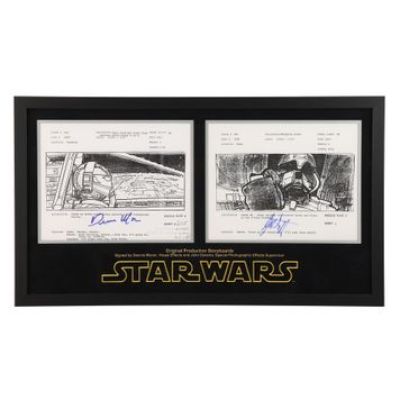 STAR WARS: A NEW HOPE - Pair of Original Production Storyboards Autographed by Dennis Muren and John Dykstra