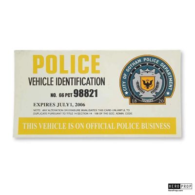 The Dark Knight | The Dark Knight (2008) Police Vehicle Identification Placard | HeroProp