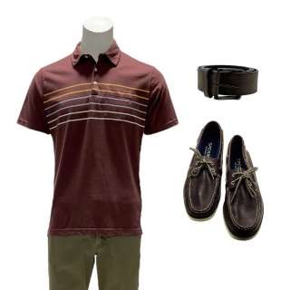 Hangar Pilot Paden Fallis Screen Worn Short Sleeve Polo Shirt, Button-Front Pants, Belt & Lace-Up, Athletic Shoes Ch 1 Sc 47 | VIP Fan Auctions