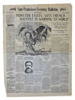 "Monster Exists…" prop newspaper from 20,000 Leagues Under the Sea. | Profiles in History