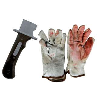 Lot ? - Dark Harvest Dan Shepard’s Jeremy Davies Gloves & Prop Knife Handle | VIP Fan Auctions