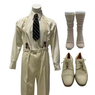 Lot 52 - The Boys in the Boat Coach Tom Bolles‘s James Wolk Long Sleeve, Button-Front Shirt, Trousers, Socks, Dress Shoes, Tie & Suspenders