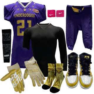 The Underdoggs Dwayne Caleb Dixon Screen Worn Jersey , Long Sleeve Shirt, Elastic Waist Pants, Gloves, Sleeve, Wristbands , Socks & Lace-Up, Athletic Shoes Ch 7 Sc 80, 88, 111-118 | VIP Fan Auctions