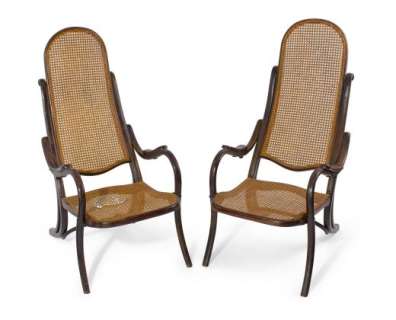 A pair of bentwood framed cane seated ’campaign’ folding armchairs, used in the film, The Water Diviner (2014), first quarter 20th century | Smith&Singer
