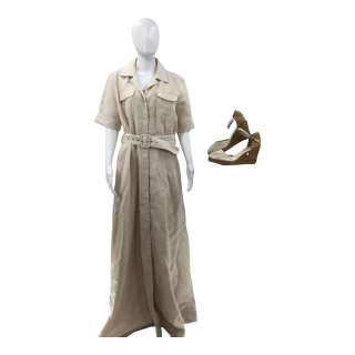 Heels Willie Day Mary McCormack Screen Worn Linen Wedge Espadrille, Cotton Bralette & Belted Maxi Dress Ch 4 Sc 26-34 Ep 207 | VIP Fan Auctions