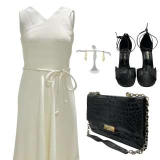 Minx Joyce Ophelia Lovibond Screen Worn Midi Dress, Earrings, Heels & Purse Ch 5 Sc 15-26 Ep 204 | VIP Fan Auctions