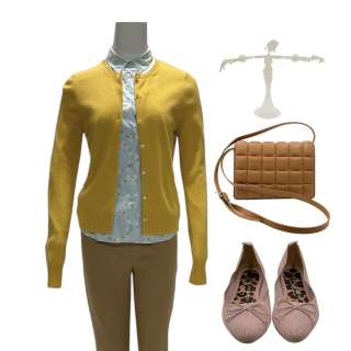 Everything Everywhere All at Once Joy Wang / Jobu Tupaki (Stephanie Hsu) Screen Worn Sweater, Button-Up Shirt, Pants, Earrings, Bag & Flats | VIP Fan Auctions