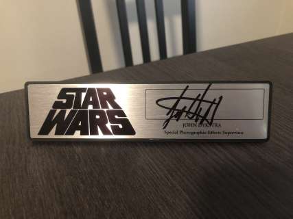 John Dykstra signed metal plaque - Star Wars