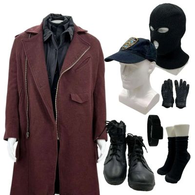 Lot #69: Play Dirty Grofield Screen Worn Coat W/ Belt, Jacket, Button-Up Shirt, T-Shirt, Trousers, Hat, Gloves, Belt, Socks, Hat Balaclava & Boots Ch 5