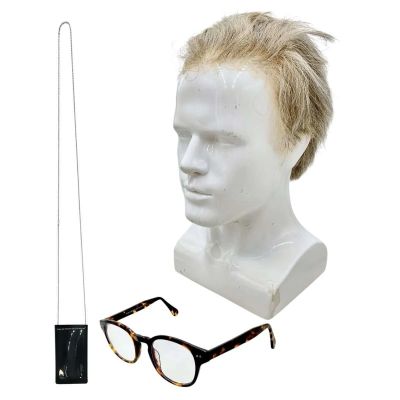 Lot #145: Play Dirty Ed Screen Used Silver Wig, ID Card Holder & Glasses