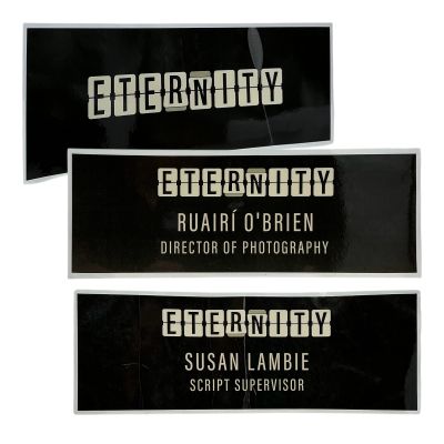 Lot 68: Eternity Production Used Susan Lambi, Ruairi O’brien, & Eternity Chairback Nameplate Set | VIP Fan Auctions