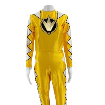 Lot 83: Power Rangers Dino Thunder (2004) Yellow Dino Thunder Ranger Screen Worn Stunt Double Jumpsuit Ch Multiple | VIP Fan Auctions