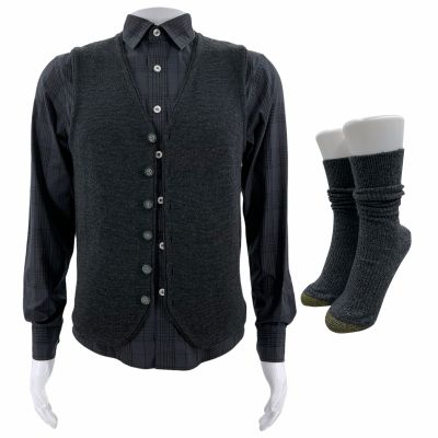 Lot 286: Poker Face Season 2 David (Eric Satterberg) Screen Worn Sweater Vest, Shirt & Socks Ch 3 Sc 26-52 Ep 208 | VIP Fan Auctions