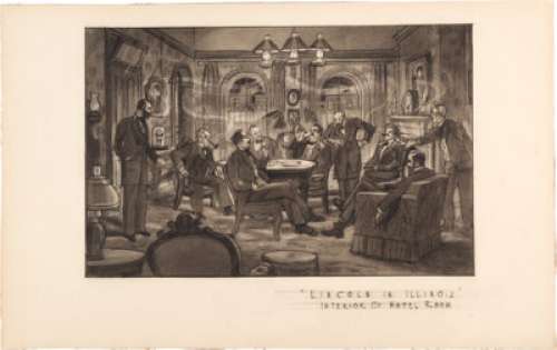 Concept Sketch for Abe Lincoln in Illinois by Jan Nest Polglase (RKO, 1940). | Heritage