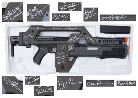 ’’Aliens’’ Cast Signed M41A Pulse Rifle -- Signed by 12 Key Cast Members Including Sigourney Weaver and Bill Paxton | Nate Sanders