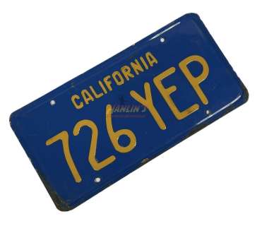 Lot 283 - Seems Like Old Times (1980) - Goldie Hawn‘s Station Wagon Hero Metal License Plate