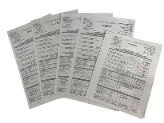 Lot 322 - The Professor (2018 Johnny Depp) - Call Sheet Collection