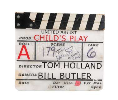 CHILD‘S PLAY (1988) - Lot 166 - Production-used Clapperboard Autographed by Tom Holland