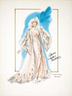 Nolan Miller Watercolor Sketch of a Negligee and Gown For Linda Evans in Dynasty Ca.1985; Watercolor, gouache, pencil an...