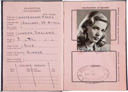 Lauren Bacall Prop British Passport from Confidential Agent. | Heritage