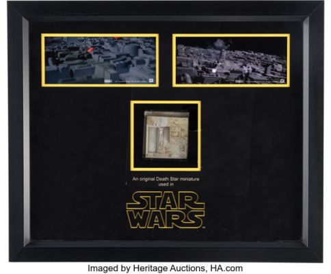 Star Wars: Episode IV - A New Hope (TCF, 1977), Framed Death Star Surface 3.5" x 3.25" Panel in Custom Framed Display. | Heritage