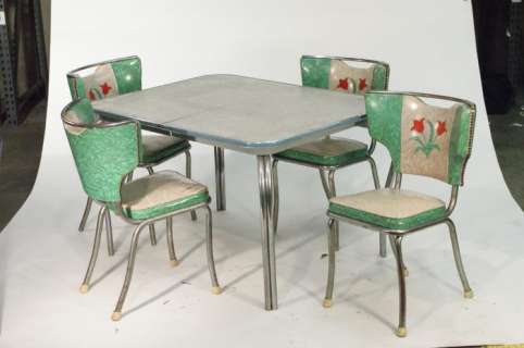 1950’s Atomic Dinning Set with Channel Back Chairs and Glacier Top Table | Super Auctions