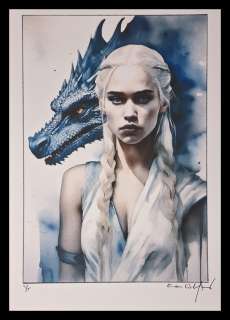 Game of Thrones - Emilia Clarke - Daenerys Targaryen - watercolor edition by Emma Wildfang - Large size | Catawiki