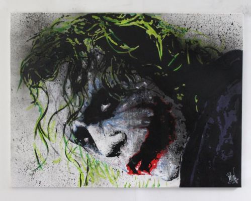 Joker - Heath Ledger - The Dark Knight - By PopArt Artist Vincent Mink - Handpainted and signed. - Portrait | Catawiki