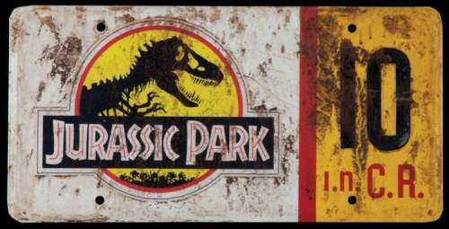 Lot 151 - Screen-used prop Jeep license plate #10 from Jurassic Park