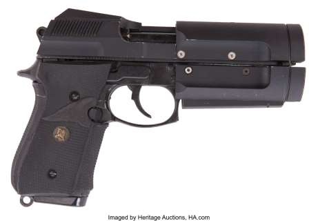 Jean-Claude Van Damme "Walker" futuristic modified Taurus PT99AF pistol prop from Timecop....