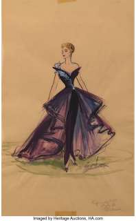 Lucille Ball "Lucy" costume sketch by Elois Jenssen for I Love Lucy, Episode: "Lucy and Ethel Buy the Same Dress"....