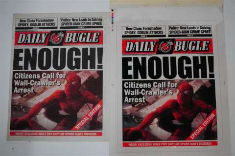 Spider-Man-Daily Bugle Production Cell and Newspaper | GWS Auctions