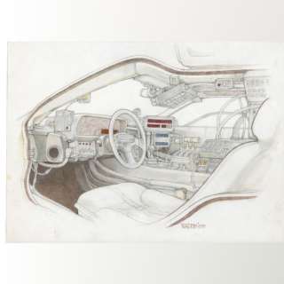 Back To the Future (1985) | Hand-Drawn Ron Cobb Interior DeLorean Time Machine Concept Art | Propstore