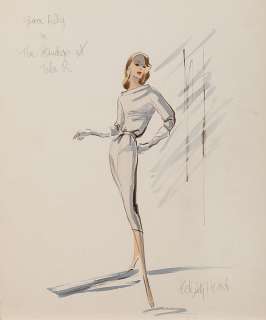 EDITH HEAD COSTUME SKETCH OF GRACE KELLY FROM THE BRIDGES AT TOKO-RI | Profiles in History