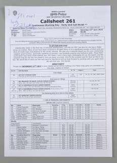 Harry Potter and The Deathly Hallows (2010) - Callsheet 261 from the final day of principal… | Ewbank’s