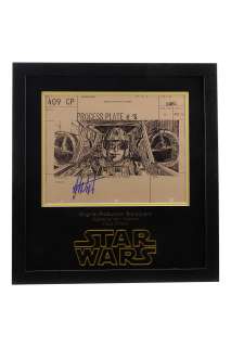 STAR WARS: A NEW HOPE - John Dykstra Signed Production Storyboard - Close-Up of Luke in Cockpit in Trench (409 CP)